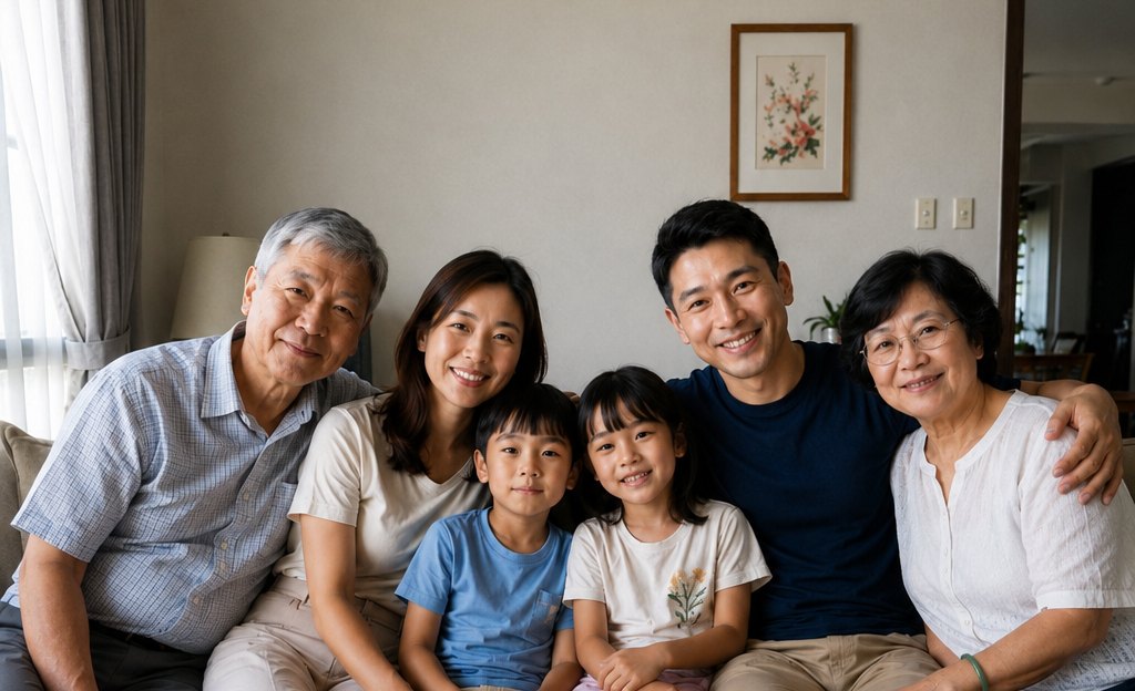 Three generations of a family smiling together at iSmile Dental Clinic